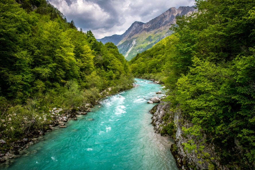 Soca river when hiking in Slovenia