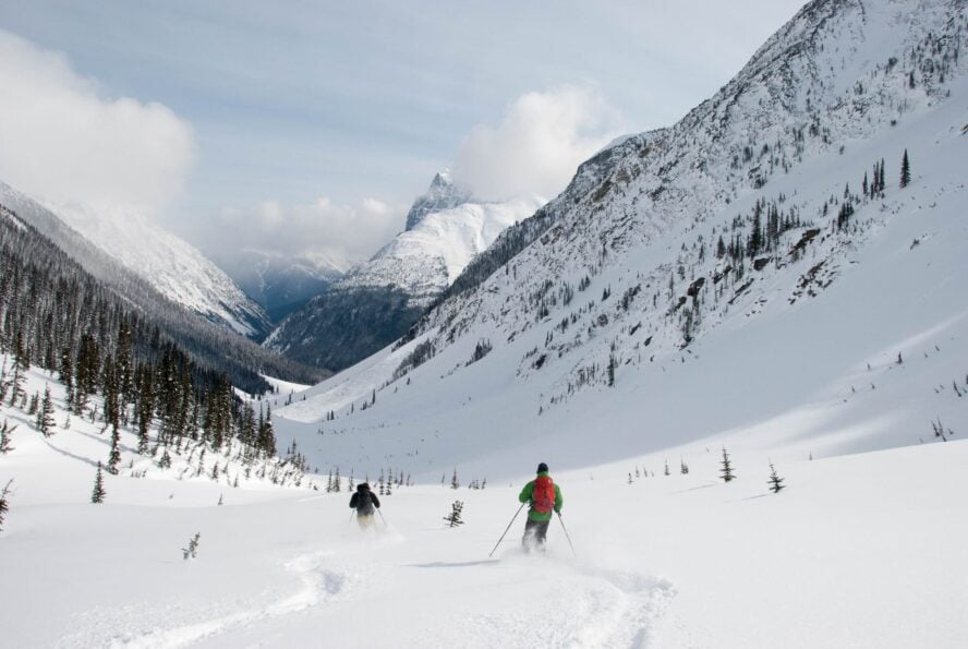 Two skiers touring BC
