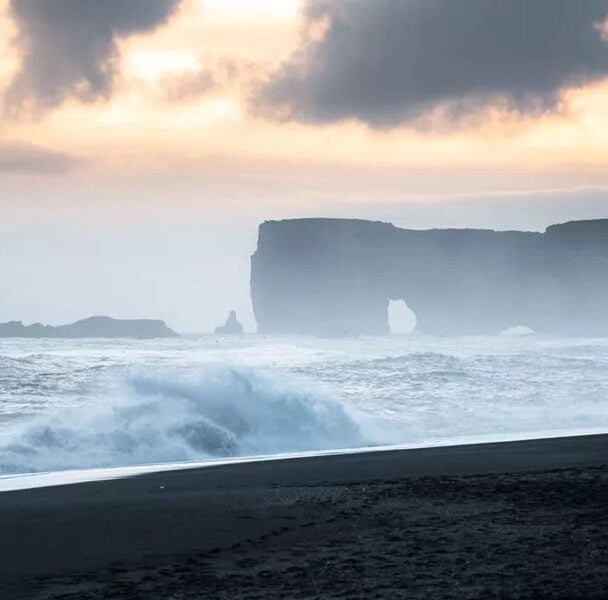black sand beach gloomy