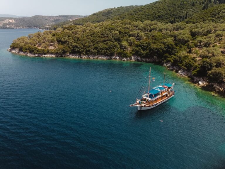 ionian aerial view boat