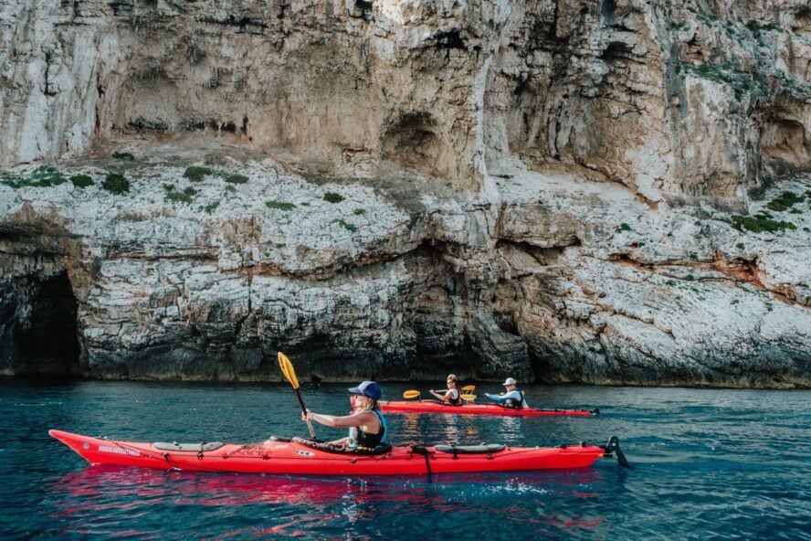 Kayakers paddling in Croatia