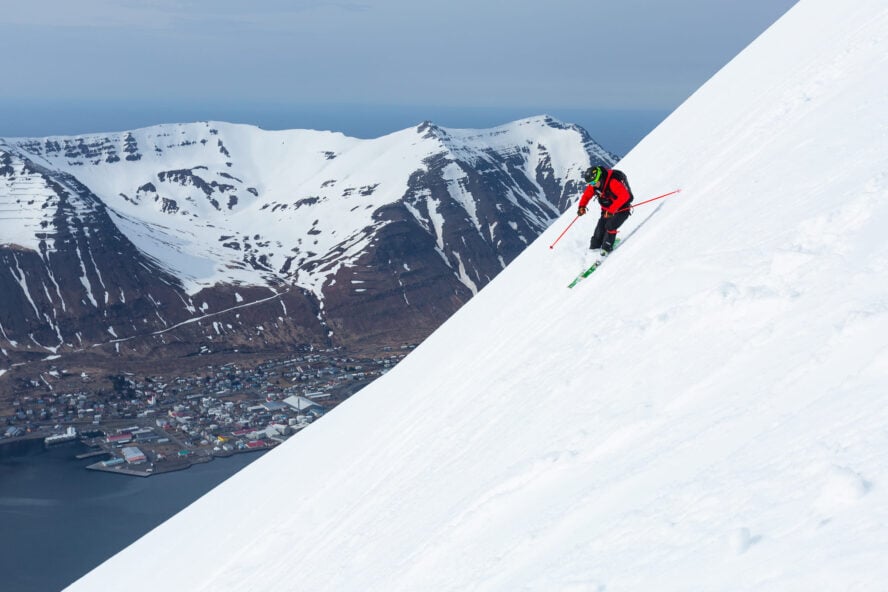 Backcountry skiing Iceland downhill