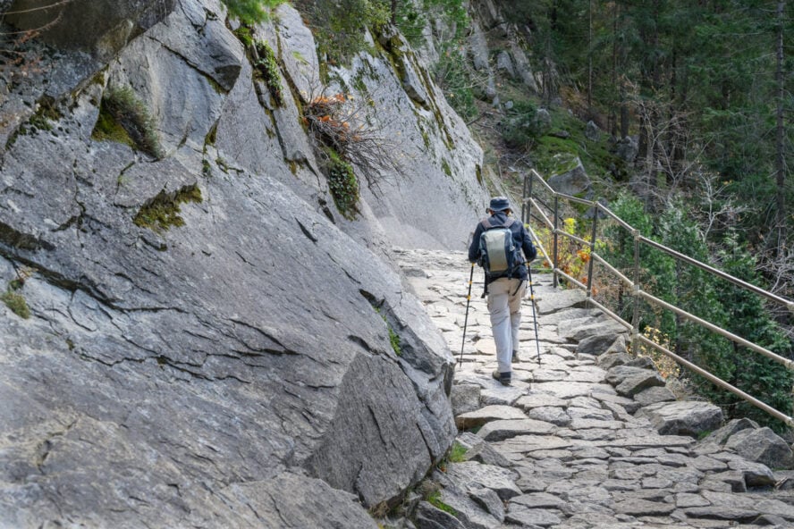 Hiking the John Muir trail stone steps