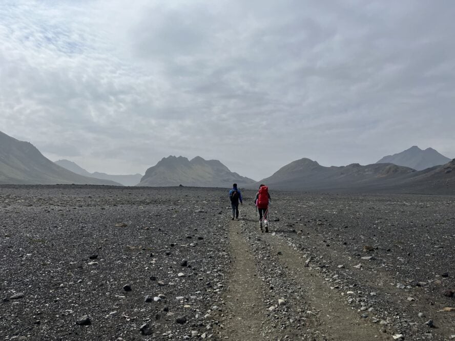 Black sand desert in Iceland hiking