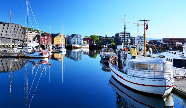 harbor in norway in summer