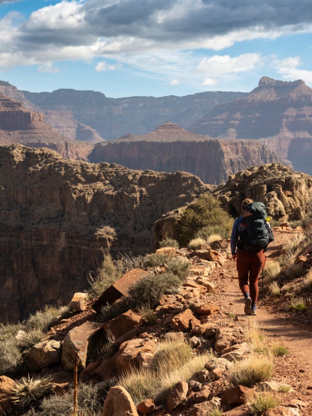 backpacker in the grand canyon backcountry