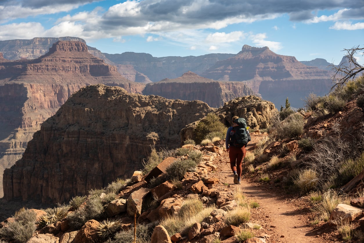 backpacker in the grand canyon backcountry