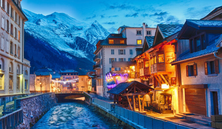 chamonix night in winter