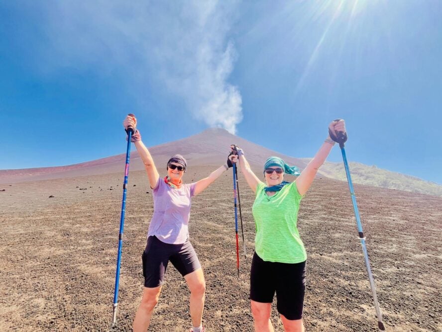 Costa Rica adventure tour and hikers with poles