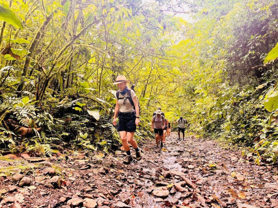 Hikers in Costa Rica hiking uphill
