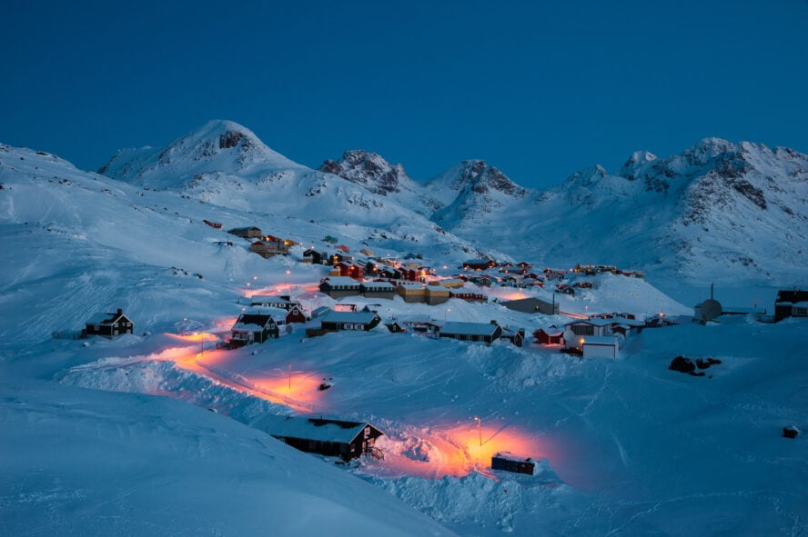 Tasiilaq in Greenland at nighttime