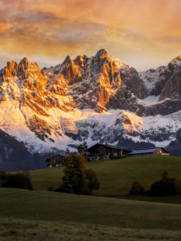 wilder kaiser at sunset